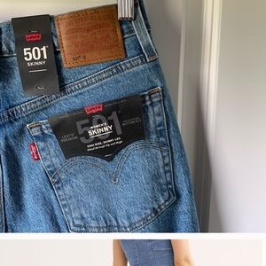 Levi’s 501 high rise skinny jean in Blue Mark
